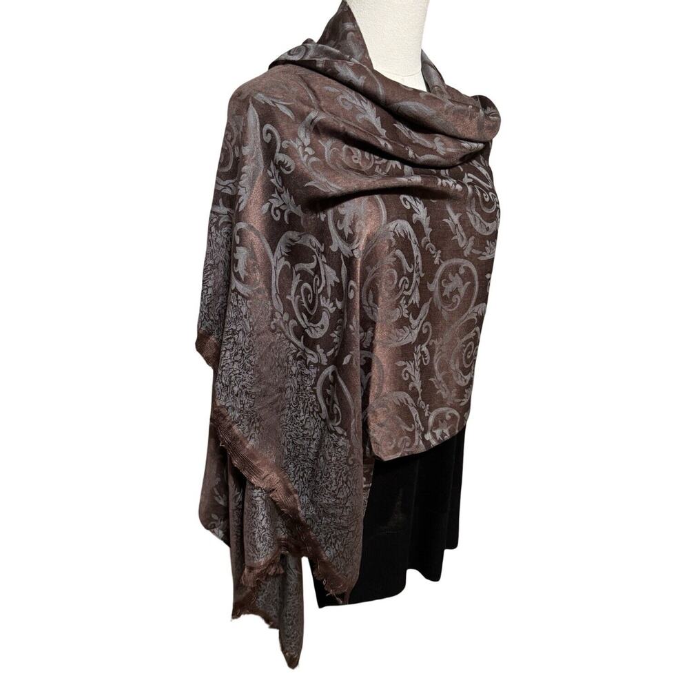 Brown & Grey Pashmina Poly / Viscose 24” x 64”